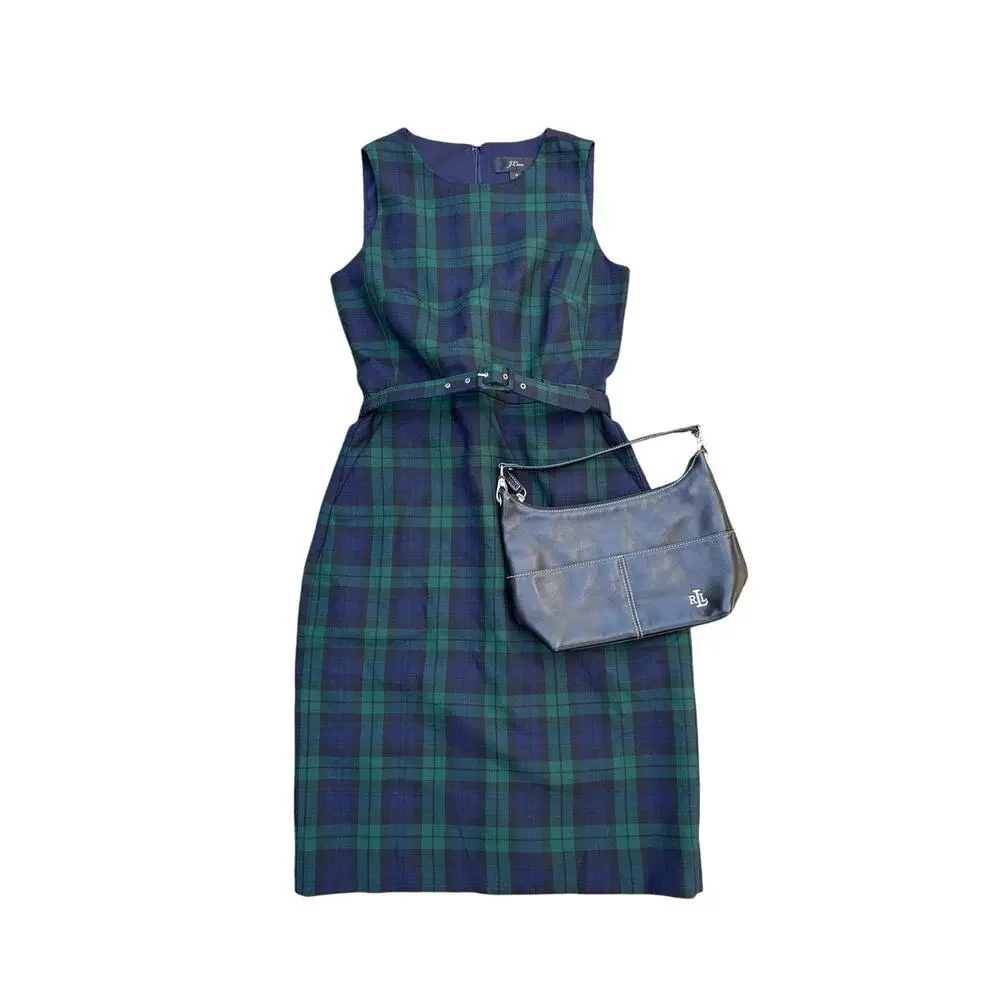 J.Crew Wool Plaid Sheath Dress Size 0 New with Tags